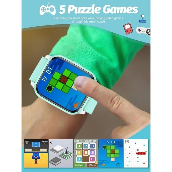 Kids  Modern Mode 20 Sports Modes 5 Games Pedometer Green Smart Watch Oval Shape - Picture 9 of 15